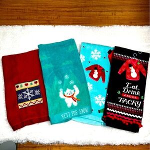 4 Christmas multiple size kitchen dish towels 🤍  NAME YOUR PRICE